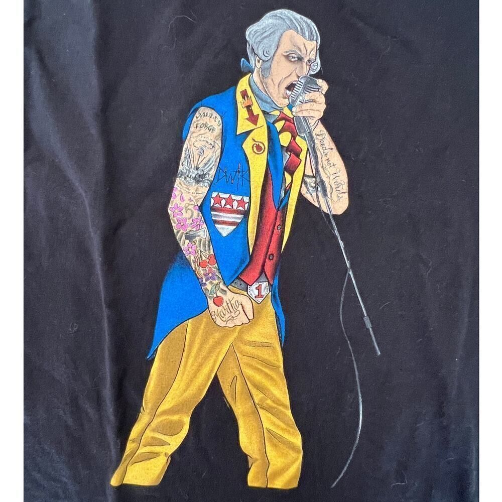 Port&Company Black Rocker George Washington Graphic Short Sleeve T-Shirt- M - Picture 3 of 9
